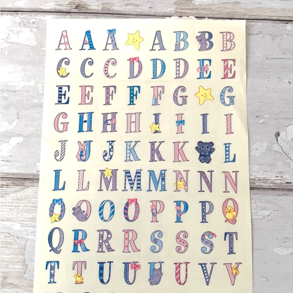 Scrapbooking Stickers Set Pastel Baby Colors Letters Set & Borders Kids NEW